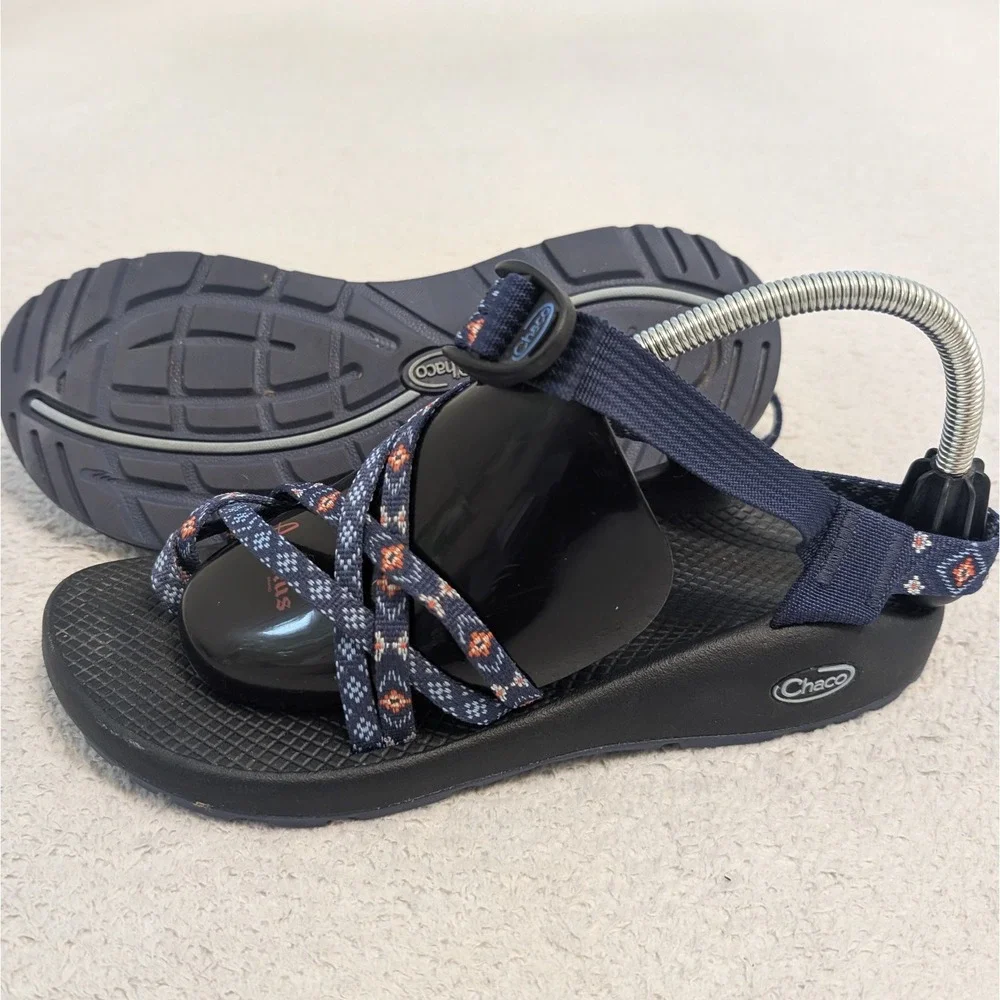Chacos J105990 Sandals Women 1 Blue/Orange Strappy Outdoor Toe Loop Water Hiking